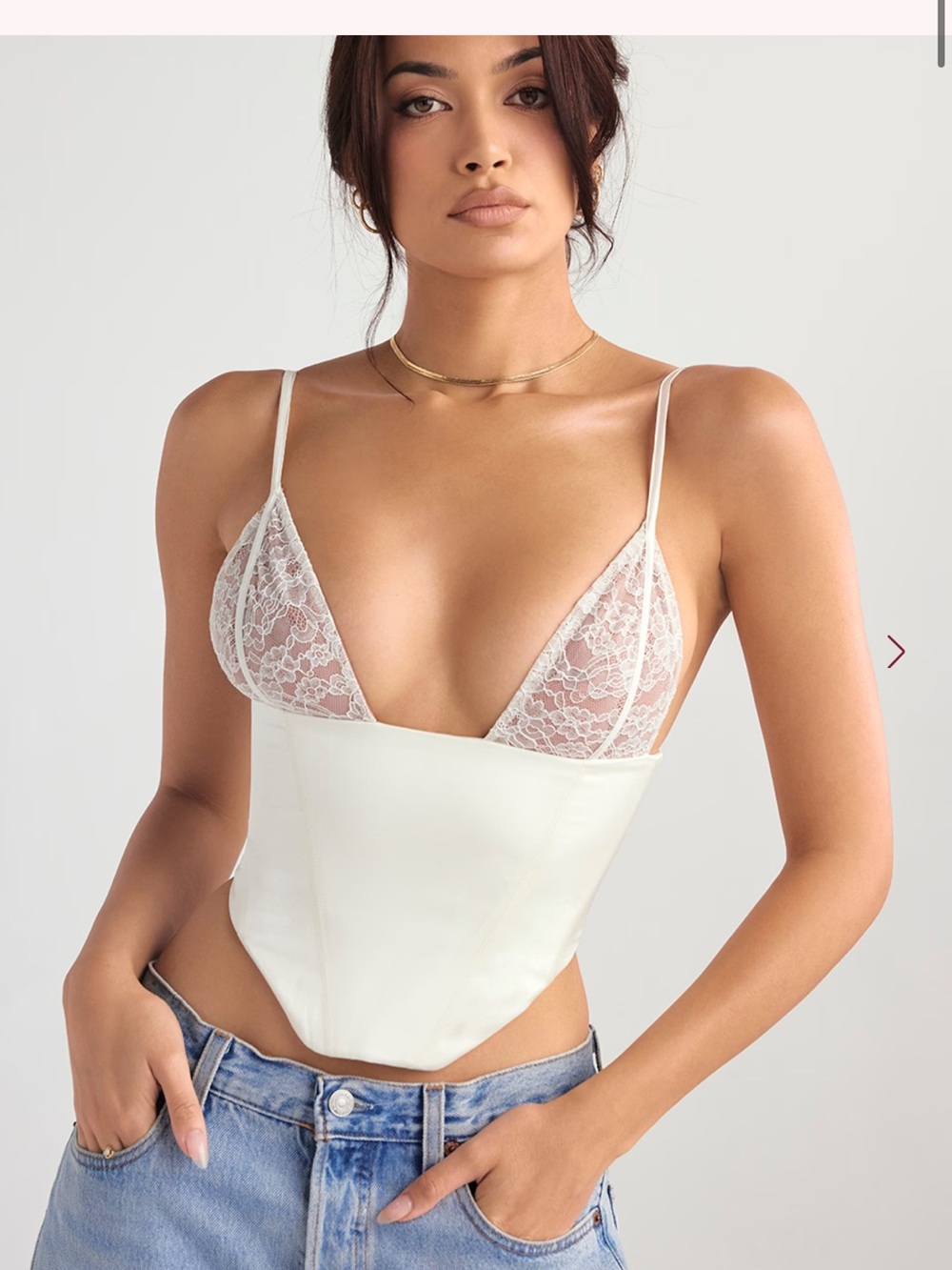 House of CB Ivory Lace-Trim Corset Cami - Picture 2 of 4